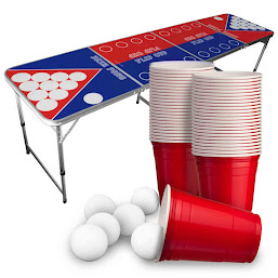 Beer Pong -pöytä (Flip Cup -pelillä) sis. 50 Red Cups -mukia ja 6 palloa