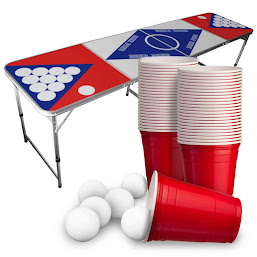 Beer Pong -pöytä ja 50 Red Cups -mukia sekä 6 palloa