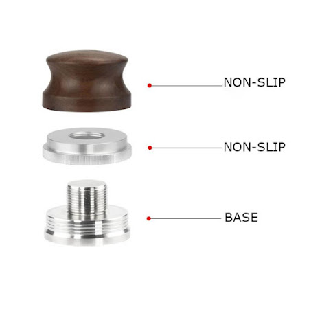 Kahvitasoittaja 51 mm. Kahva pähkinäpuuta. Säädettävä korkeus.